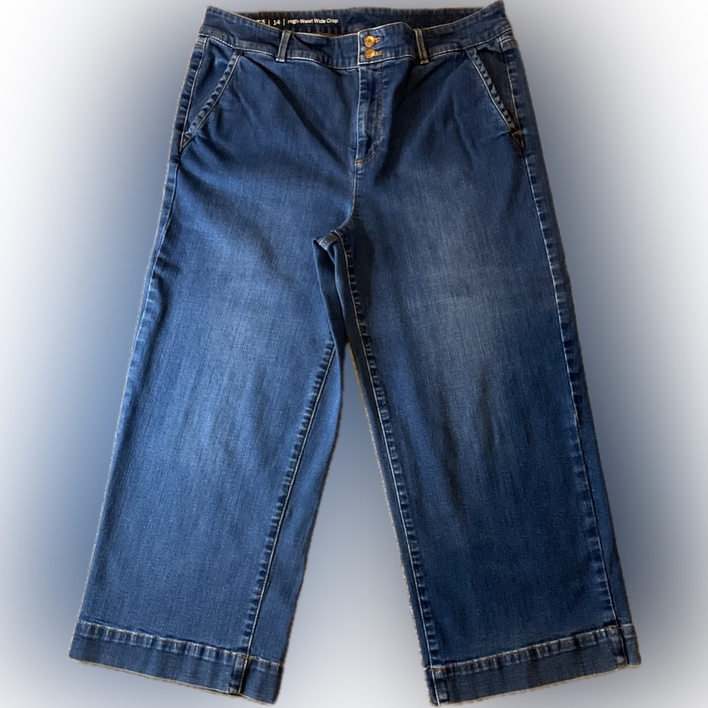 Talbot high waist wide cropped women’s size 14 denim four pockets front zip